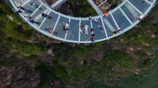 World s longest  highest glass bridge China ready welcome