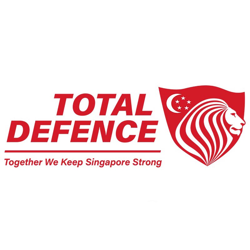 Total Defence is embodied in an iconic glyph with the lion for bravery, pride, and alertness; six layers of mane for six pillars of strength; shield for reliable protection and Singapore's Flag - the formidable fabric of the nation.