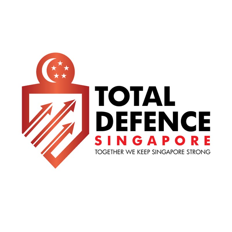 The logo is a person with a shield, making a pledge to contribute to Singapore. It also symbolises the actions of every individual, along 6 distinct lines representing 6 pillars of Total Defence.
