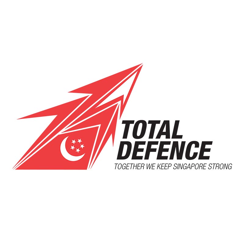 The logo portrays the spirit of readiness to defend our nation. Six surging arrows represent the six pillars of Total Defence, pointing in the same direction signifying a united determination in our progress towards the future.