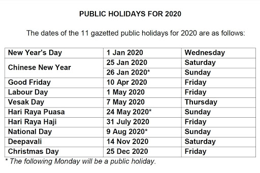 Public Holidays 2021 Singapore Ministry Of Manpower