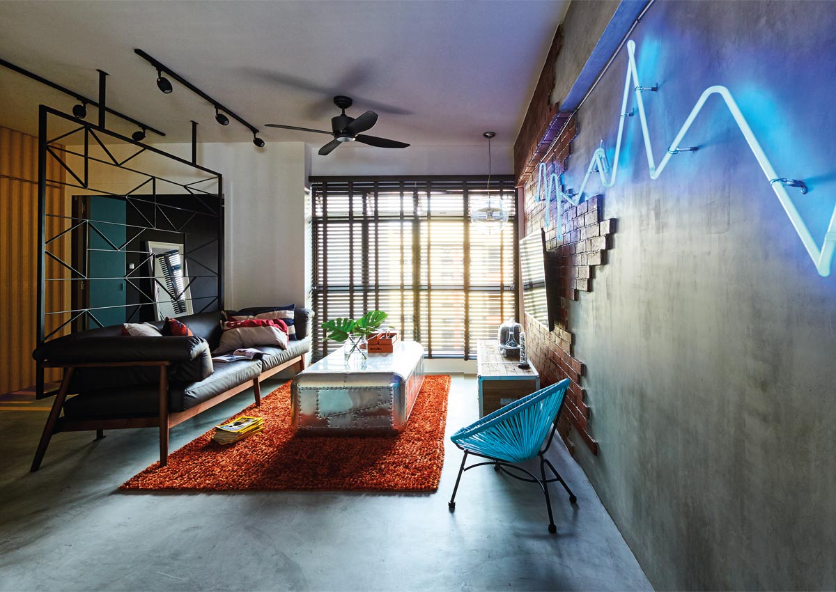 Neon Lights Peranakan Tiles In This Home Of Wild Ideas