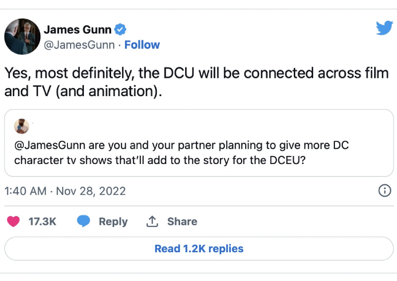 James Gunn says new DCU will connect film, TV, animation and games