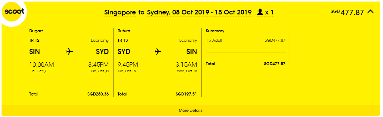 scoot baggage price