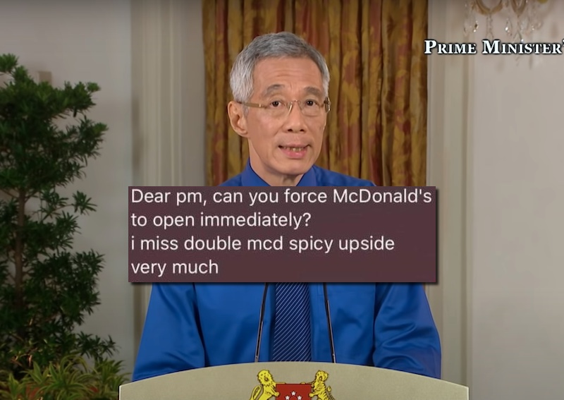 A compilation of silly comments during PM Lee's livestream of his April ...