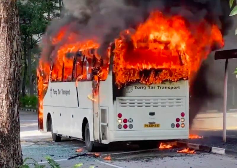 'Explosion' heard after passenger bus catches fire at Portsdown Road