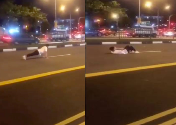 Youth dashes into middle of the road to do push-ups, sit-ups before ...