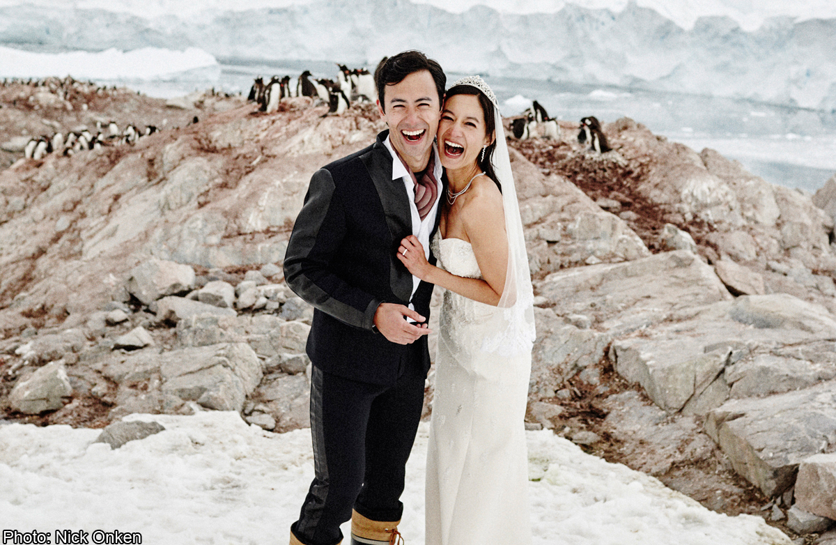 An Antarctica wedding and more for George Young and model-host wife ... pic