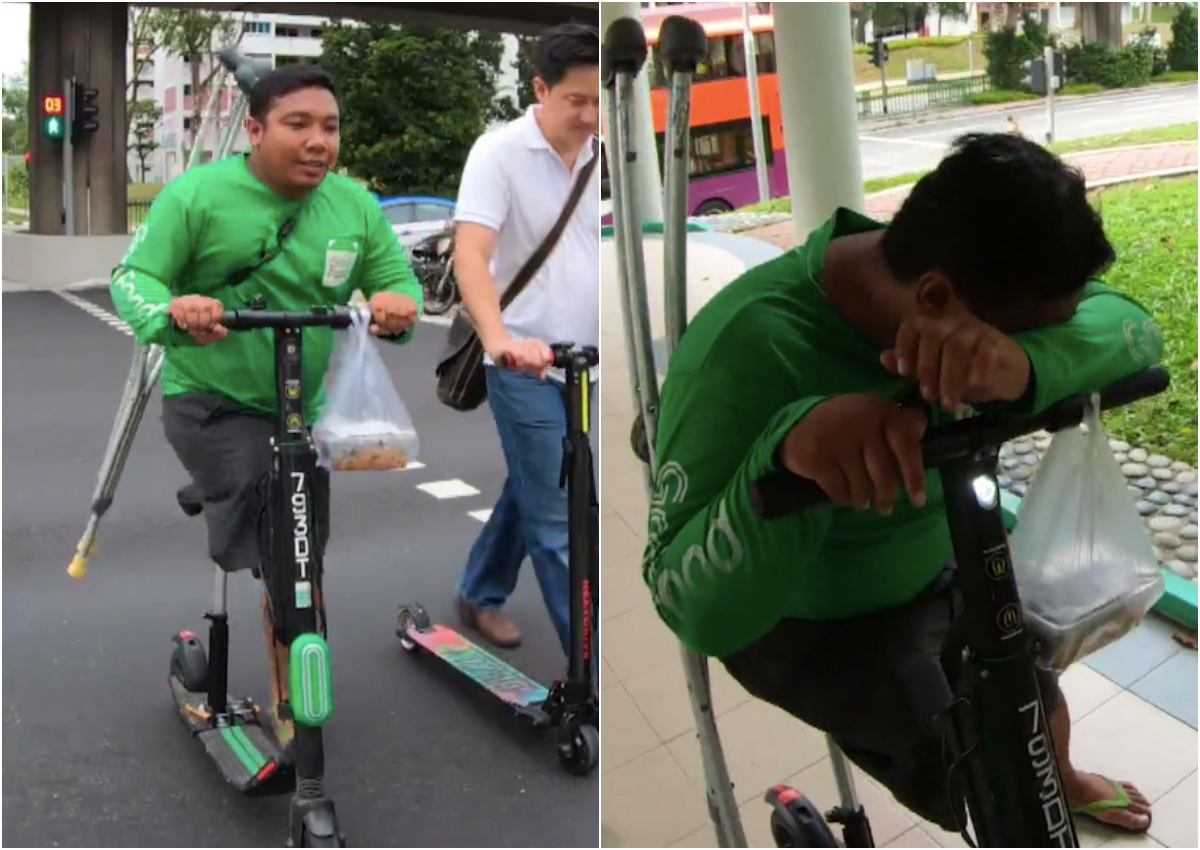 One Legged Grabfood Rider Sees Livelihood Uprooted As He Loses 70 Of Orders Due To Footpath Ban Singapore News Asiaone