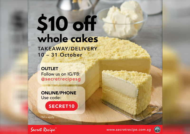 $10 off whole cakes at Secret Recipe, Lifestyle News - AsiaOne