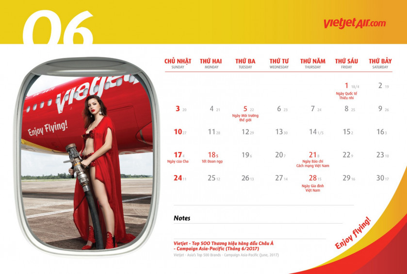 VietJet Air releases 2018 calendar featuring bikiniclad models (yes