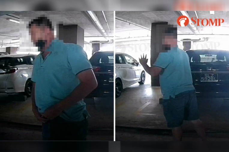 It's urgent, man says as he's caught urinating in front of woman's car